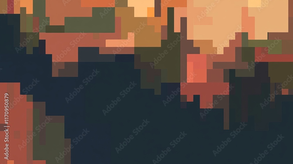 Poster modern geometric pixel border design with seamless edges, creating a dynamic and futuristic backgrou