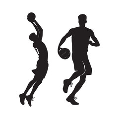 basketball player jumping stylized vector silhouette