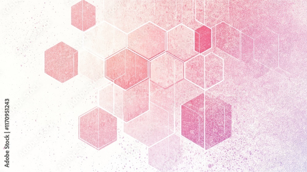 Aufkleber abstract hexagon pattern background in pink and white tones.