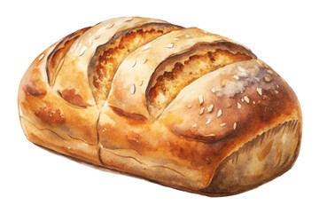 Freshly baked bread, golden crust, soft interior, artisanal style, food illustration, culinary art, rustic charm.