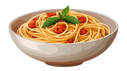 Delicious Spaghetti Bolognese in a Bowl Isolated for Culinary Presentation and Food Blogging Purposes.