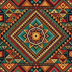 A Colorful Geometric Pattern with Tribal Influences.