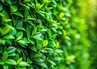 Fototapeta premium Lush Green Leaf Wall Background: Miniature Tilt-Shift Photography
