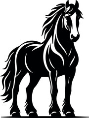 Majestic Horse Vector Black Silhouette - Cricut Design for T-Shirt
