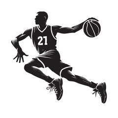 basketball player jumping stylized vector silhouette