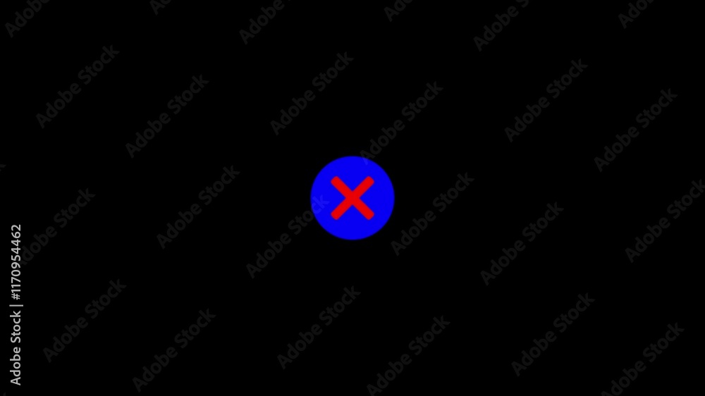 Poster cross icon animation.wrong check marks animation .refuse, cancel, rejection, wrong choice sign.