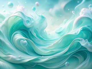 Pastel Mint & Sky Blue Abstract Liquid Paint Background - Peaceful Breeze