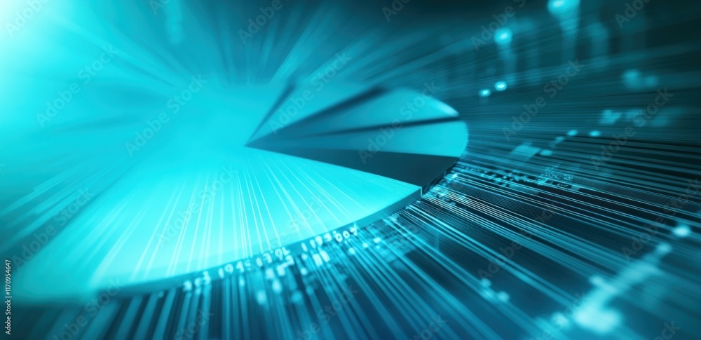 Poster abstract teal digital data stream, futuristic technology background.
