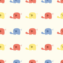 Elephant colorful cartoon so cute. Pattern seamless vector illustration. 
