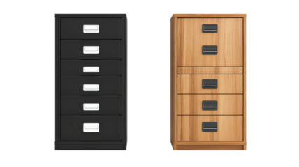 Modern Filing Cabinet Isolated on Transparent Background Ideal for Office Organization and Storage Needs with Clean and Professional Appearance.