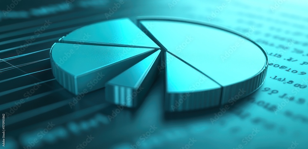 Aufkleber 3d pie chart on financial report.