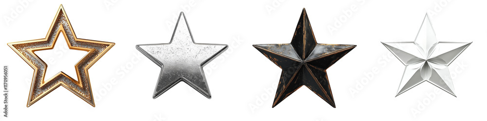 Poster Isolated Star Cutouts with Shadow Effect on Transparent Background for Creative Design Projects