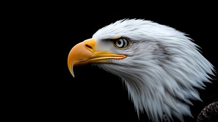 Fototapeta premium A bald eagle with a black background