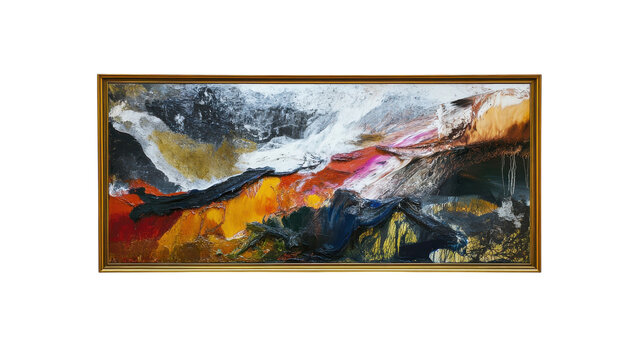 Stunning Gold Framed Photo Showcasing an Abstract Painting Perfect for Home Decor or Art Galleries.
