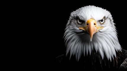 Fototapeta premium A bald eagle with a black background