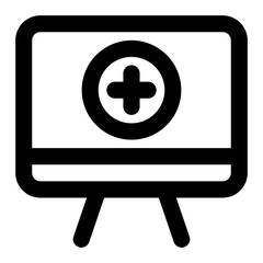 Fototapeta premium Computer screen icon showing medical cross sign