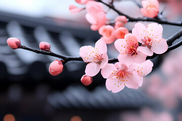 Pink Blossom Branch Illustration