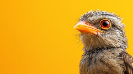 Fototapeta premium A close up of a bird with a yellow background