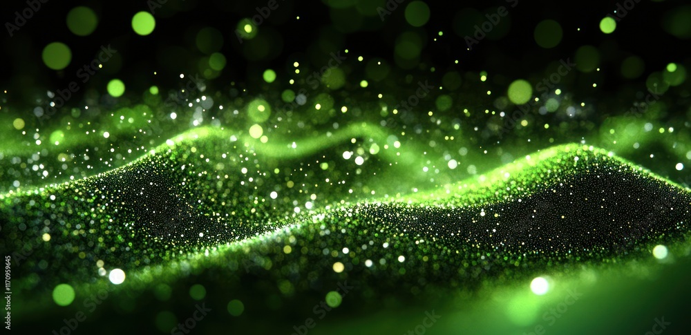 Poster abstract green particle wave: a digital art exploration