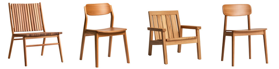 Assortment of Stylish Wooden Chairs for Home and Office Interiors  Various designs including modern minimalist classic and contemporary styles