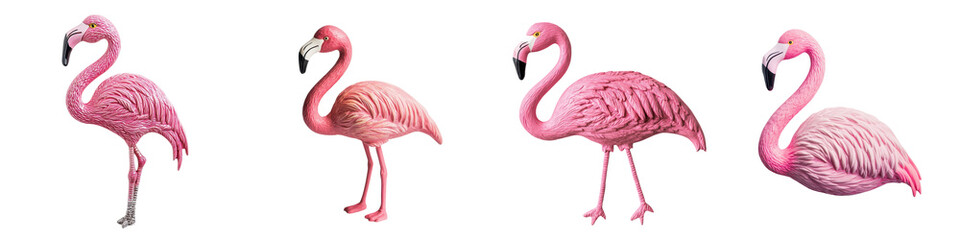 Fototapeta premium Majestic pink flamingos standing gracefully in a tropical lake or pool their vibrant feathers reflected in the calm water