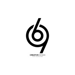 6 9 modern unique shape numeric monogram logo