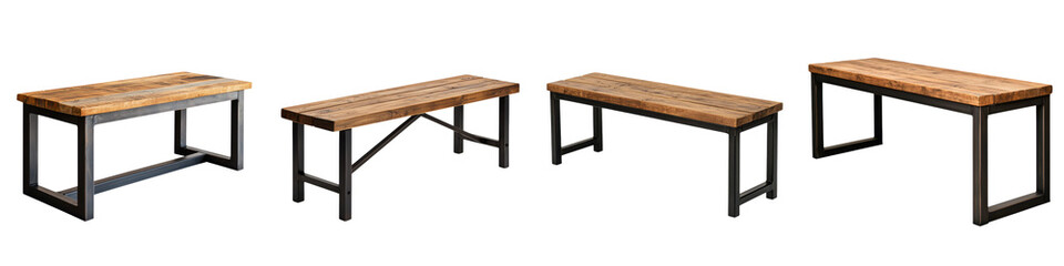 Versatile wooden tables in various modern and rustic designs perfect for home office and workspace settings  These sturdy durable
