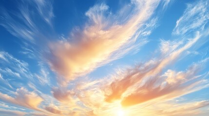 Obraz premium A blue sky with some clouds in the middle of it