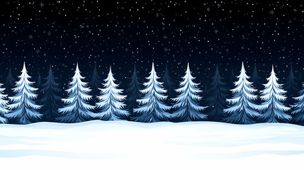 Winter wonderland scene with pine trees under starry sky digital art tranquil environment artistic perspective