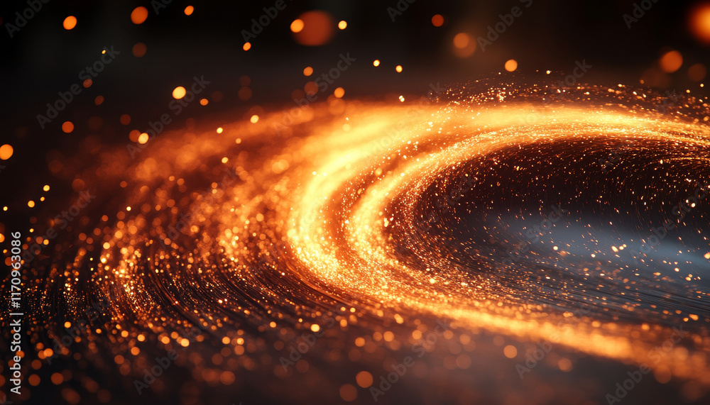 Poster mesmerizing swirl of glowing particles creates stunning visual effect