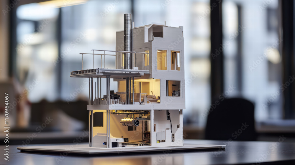 Aufkleber detailed architectural model of multi story house, showcasing intricate design elements and interior