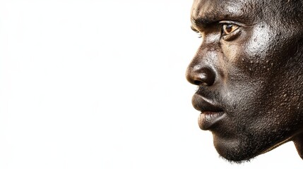  A close up of a man's face with a white background
