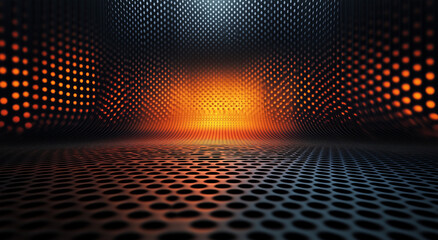 Abstract Polka Dot Tunnel With Warm Lighting For Technology And Futuristic Design