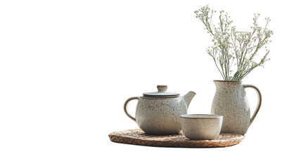 Stylish Minimalist Ceramic Teapot with Matching Teacups for Elegant Tea Times and Home Decor Enhancements.