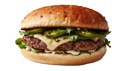 Fiery Spicy Jalapeno Burger with Pepper Jack Cheese and Chipotle Mayo