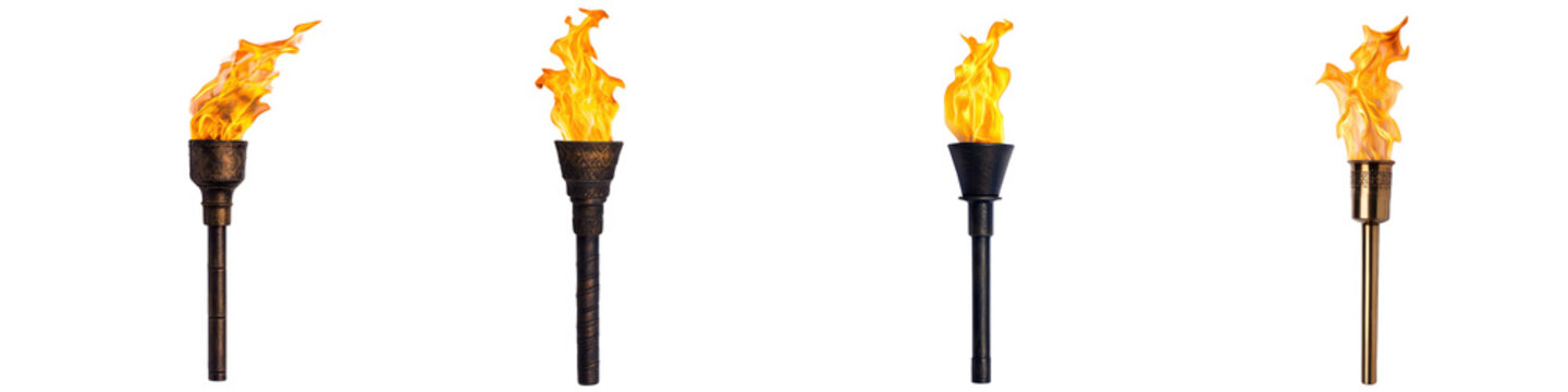 Burning flame torch lighting up the darkness with fiery energy and radiant illumination  This dynamic image captures the powerful and mesmerizing nature of fire