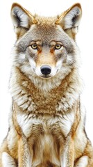 Fototapeta premium A close-up portrait of a coyote, showcasing its fur and intense gaze.