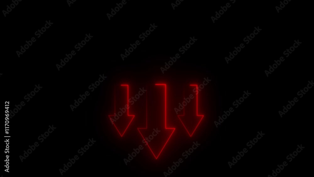 Aufkleber arrow animation red chroma down light and 4k animation icon loading symbol, technology, video.