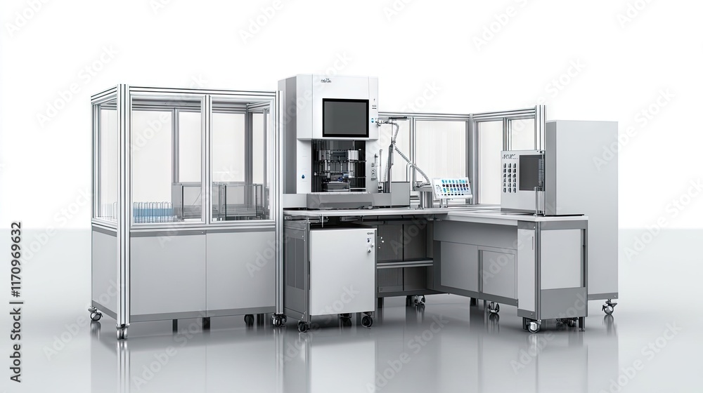Poster ai-focused biotechnology lab with advanced systems creating innovative biopharmaceutical products an