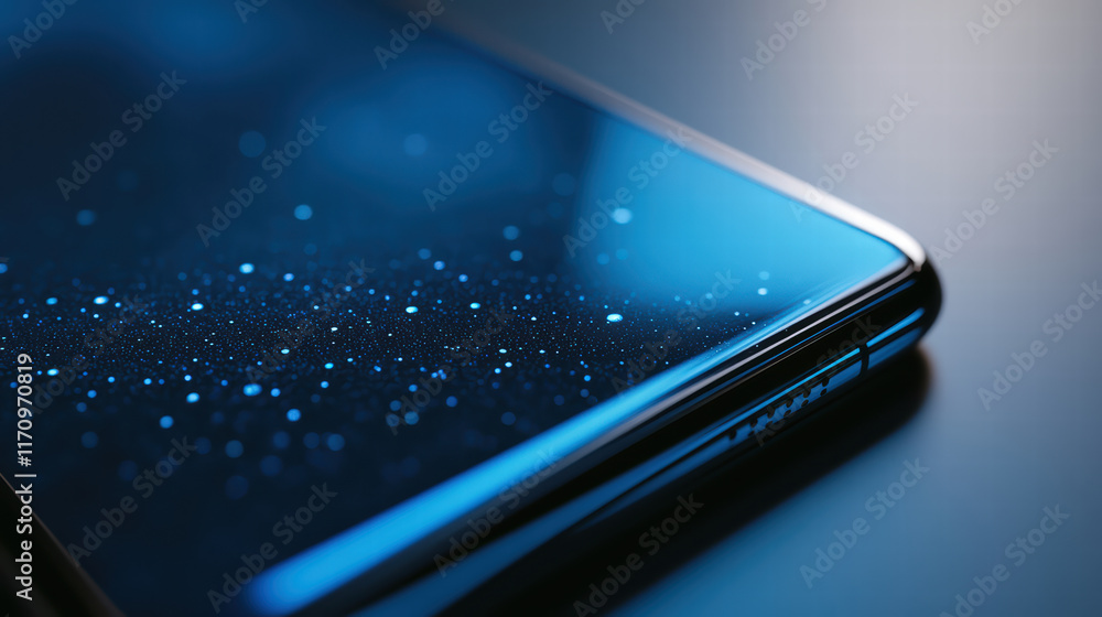 Aufkleber close up of smartphone touchscreen showcasing advanced technology with shimmering effect. sleek desi