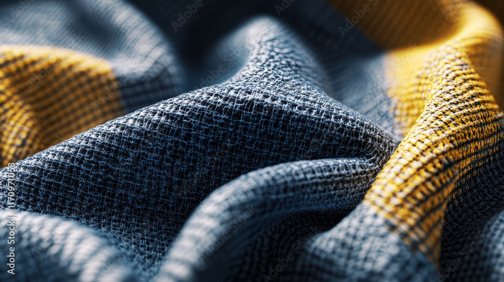 Aufkleber close up of textured fabric showcasing intricate patterns and colors, highlighting weave and softnes