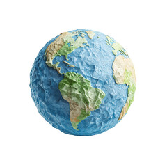 A textured globe model showcasing continents and oceans in vibrant colors, emphasizing Earth's geographical features.
