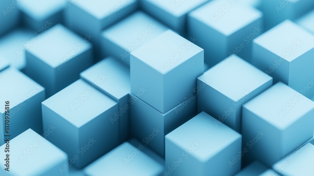 Aufkleber a background featuring light blue 3d cubes in an abstract isometric perspective, emphasizing clean g