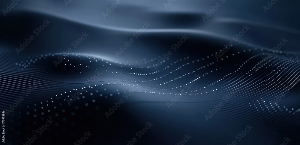 Aufkleber abstract dark blue wave pattern with glowing dots.