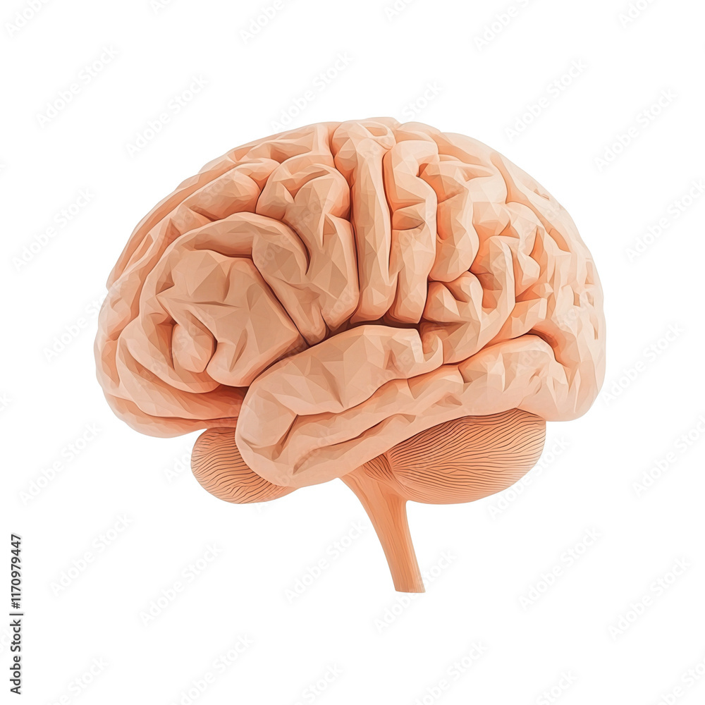 Poster a detailed representation of a human brain showcasing its intricate folds and structure.