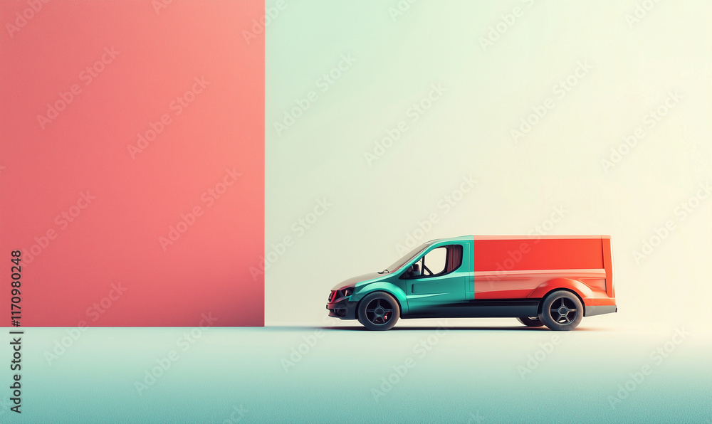 Poster efficient cargo delivery solutions urban setting digital art modern environment side view logistic i