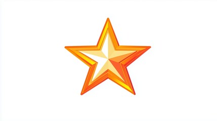 Obraz premium A digital game badge featuring a symmetrical star shape in bright orange and yellow on a solid white background. The design is clean, modern, and vector-clear with high brightness.