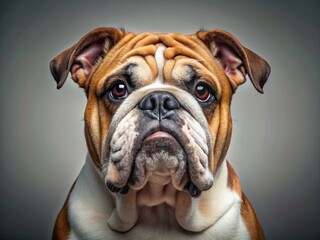 Majestic English Bulldog, Minimalist Portrait, Kingly Canine