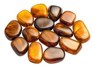 Polish amber jewelry collection showcasing unique pieces of Baltic gold against a white background