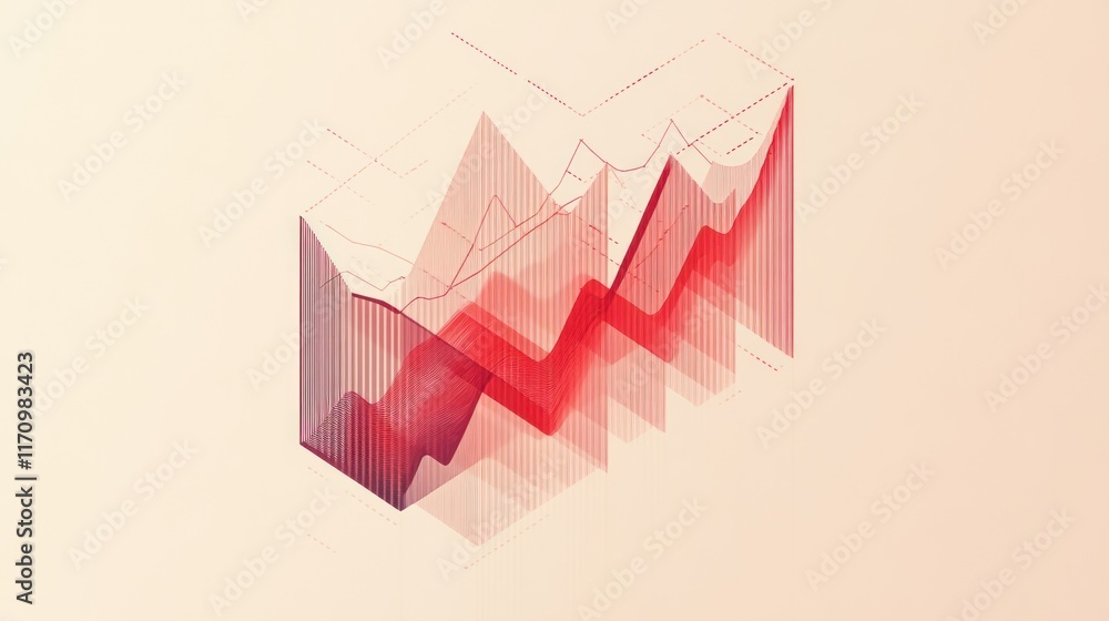 Poster Abstract 3D isometric chart showing growth and data trends.